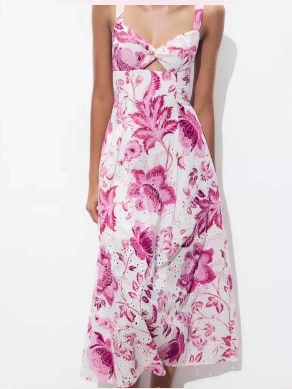 Zara pink floral maxi dress XS